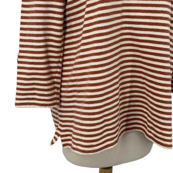 J. Jill Women's Pullover 3/4 Sleeve Square Neck Brown/Cream Striped Top XL - Picture 6 of 8